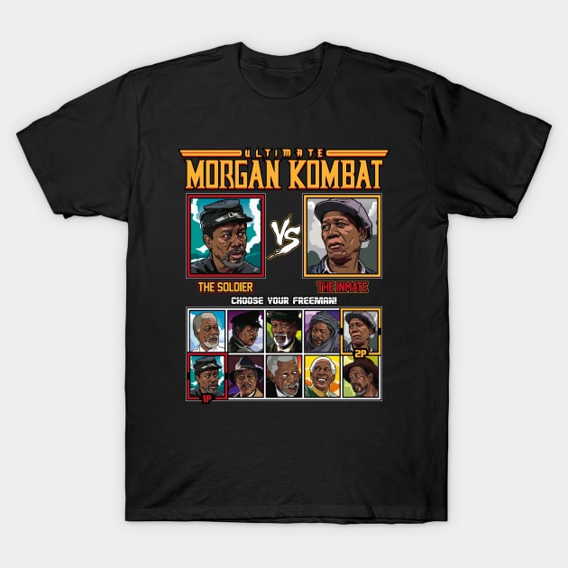 Morgan Freeman Fighter - Morgan Kombat T-Shirt by RetroReview